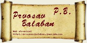 Prvosav Balaban vizit kartica